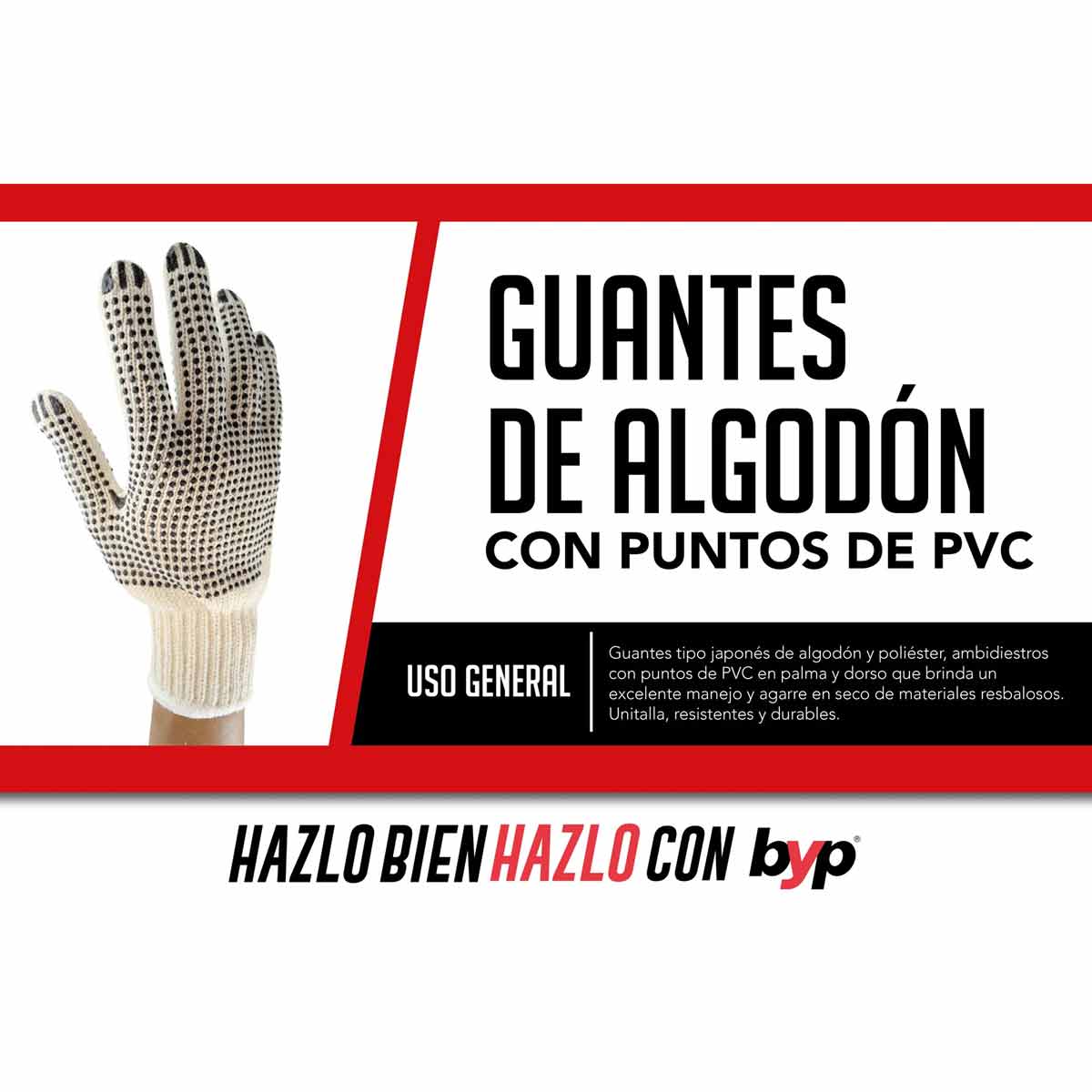 Guante De Algodon Con Puntos Pvc (Unitalla Par) Byp