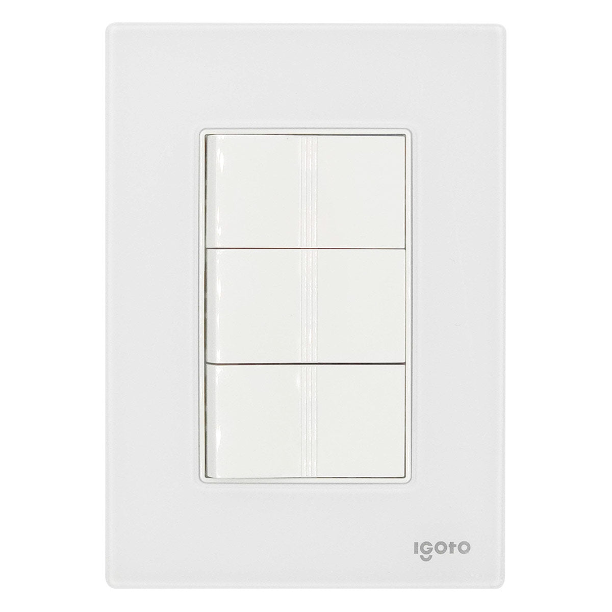 Placa Armada Cristal Con 3 Apagadores Sencillos de 1 Modulo Blanco Igoto IGOTO Ferreabasto