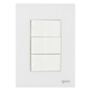 Placa Armada Cristal Con 3 Apagadores Sencillos de 1 Modulo Blanco Igoto IGOTO Ferreabasto