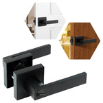 Cerradura Chapa Manija Cuadrada Para Baño C/ Ranura Botón Negro