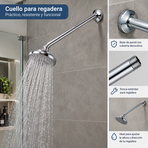 Brazo Recto Con Chapeton Para Regadera 37 CM Acero Meer
