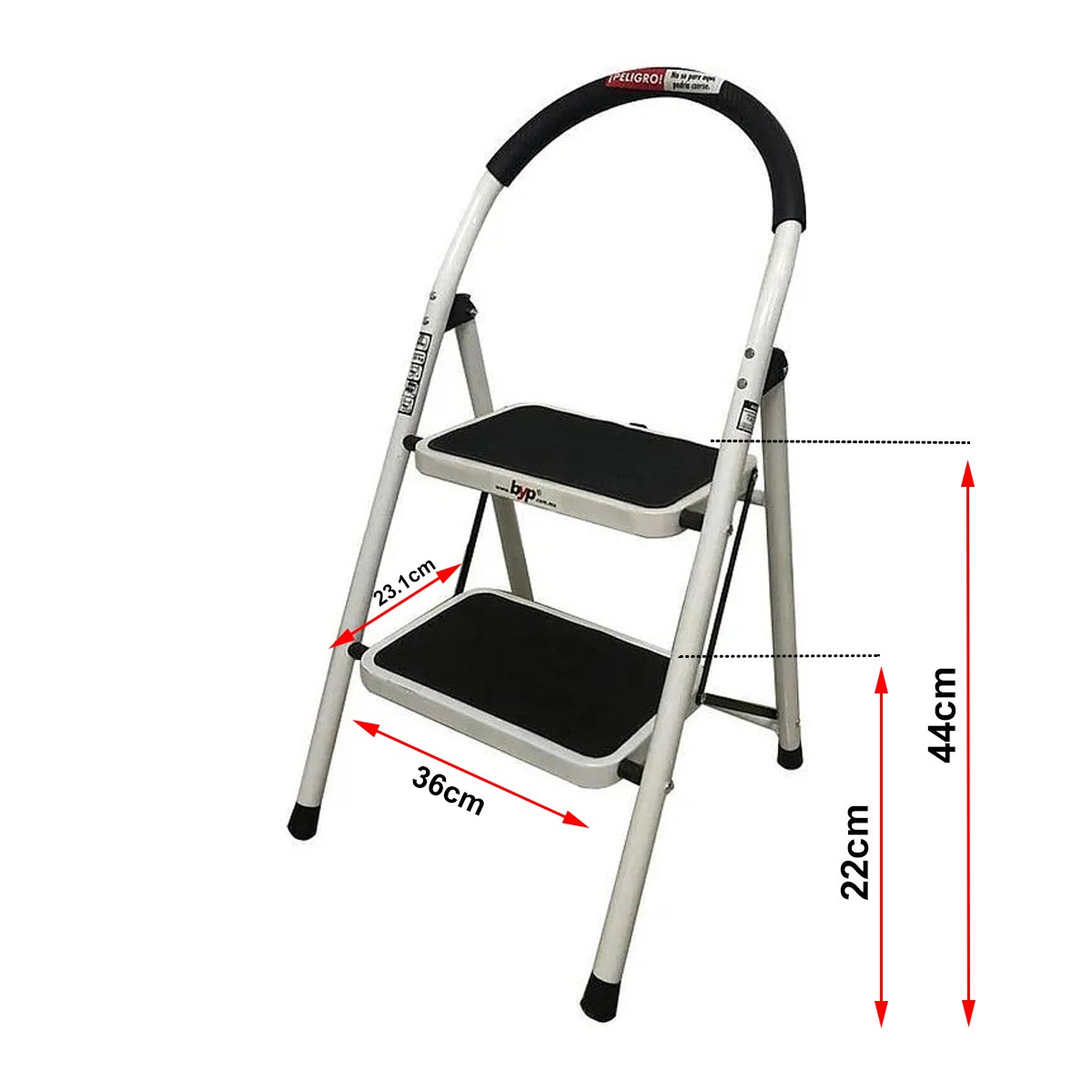 Escalera Tubular Plegable Para Uso Domestico 2 Escalones Antiderrapantes BYP