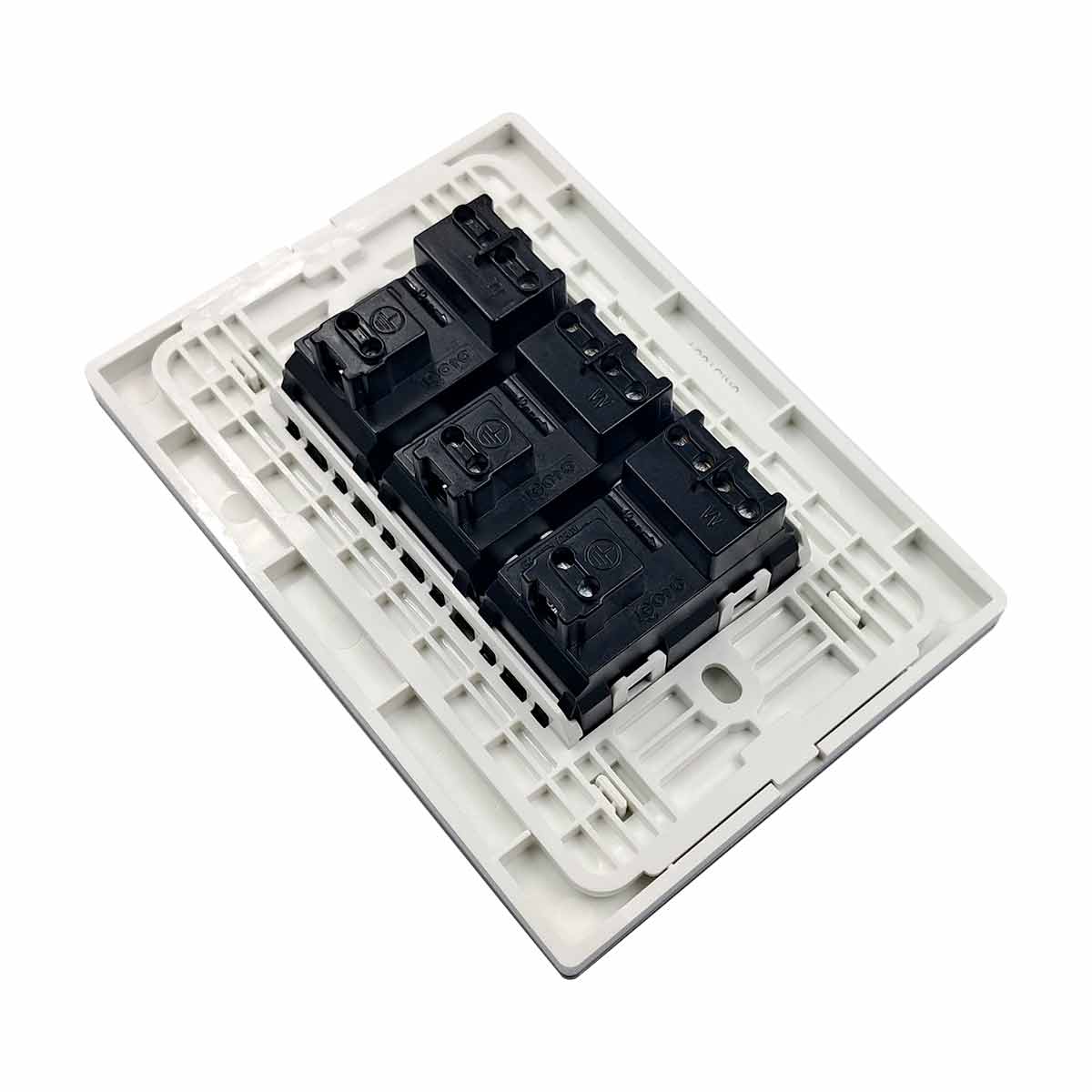 Placa Armada Cristal Con 3 Contactos Sencillos de 1 Modulo Blanco Igoto