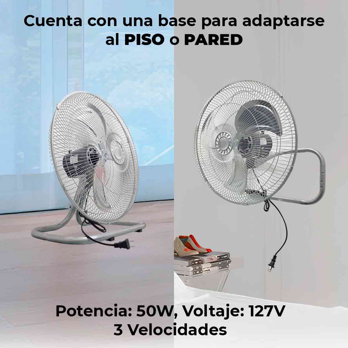Ventilador 18 Pulgadas 3 En 1 Pared Piso Pedestal 3 Velocidades Katoa