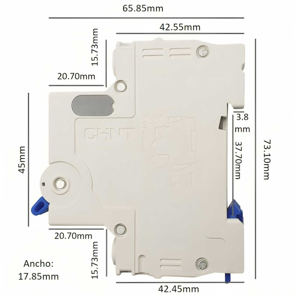 Pastilla Interruptor Termomagnetico 1x10A Riel Din C 6Ka Chint CHINT Ferreabasto