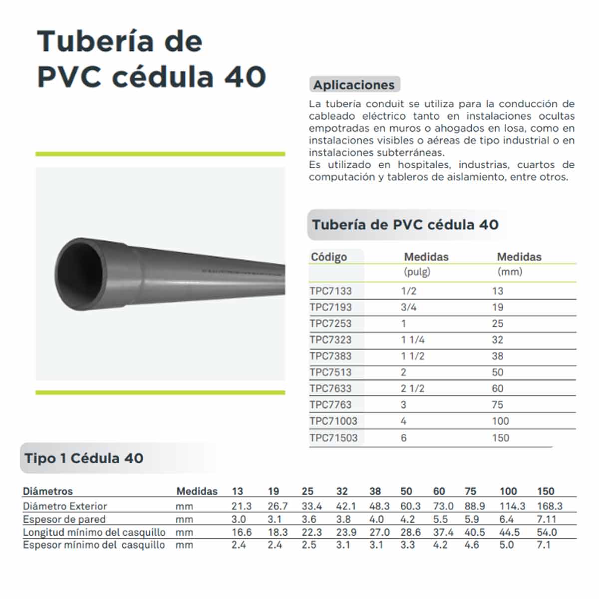 Tubo PVC Conduit Cedula 40 Con Cople 1 Pulgada 3 Metros