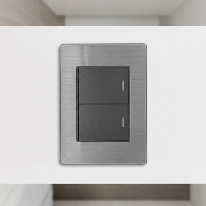 Placa Armada 2 Apagadores Escalera De 1.5 Modulos Acero Inox