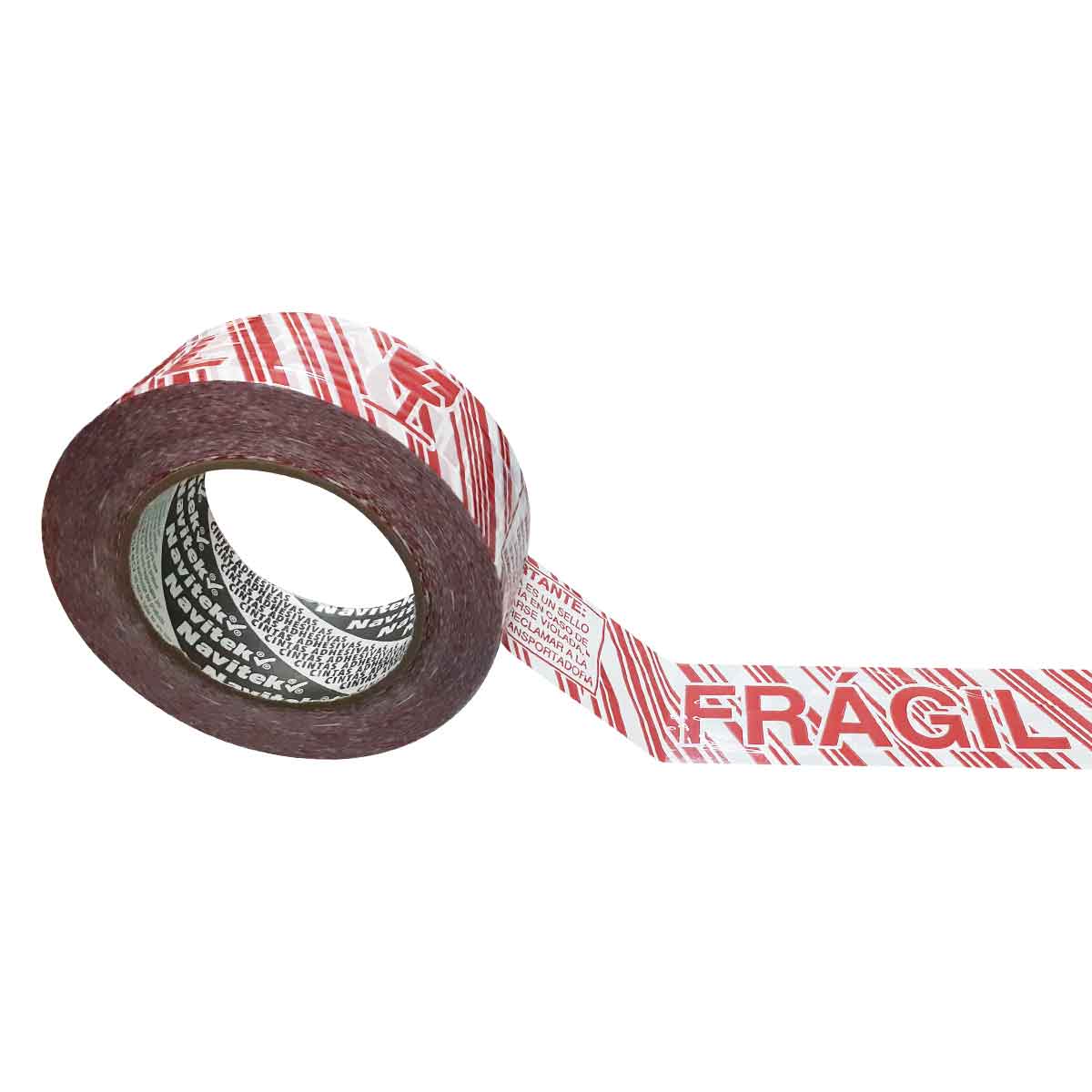 Cinta Empaque Leyenda Frágil Diagonal Letras Rojas 48mm x 150m NAVITEK Ferreabasto
