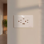 Placa Armada Con 2 Contactos Y Entrada De USB Y Tipo C Blanco WANERGY Ferreabasto