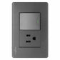 Placa Armada Con 1 Apagador Sencillo Y 1 Contacto De 1.5 Modulos Acero Inox