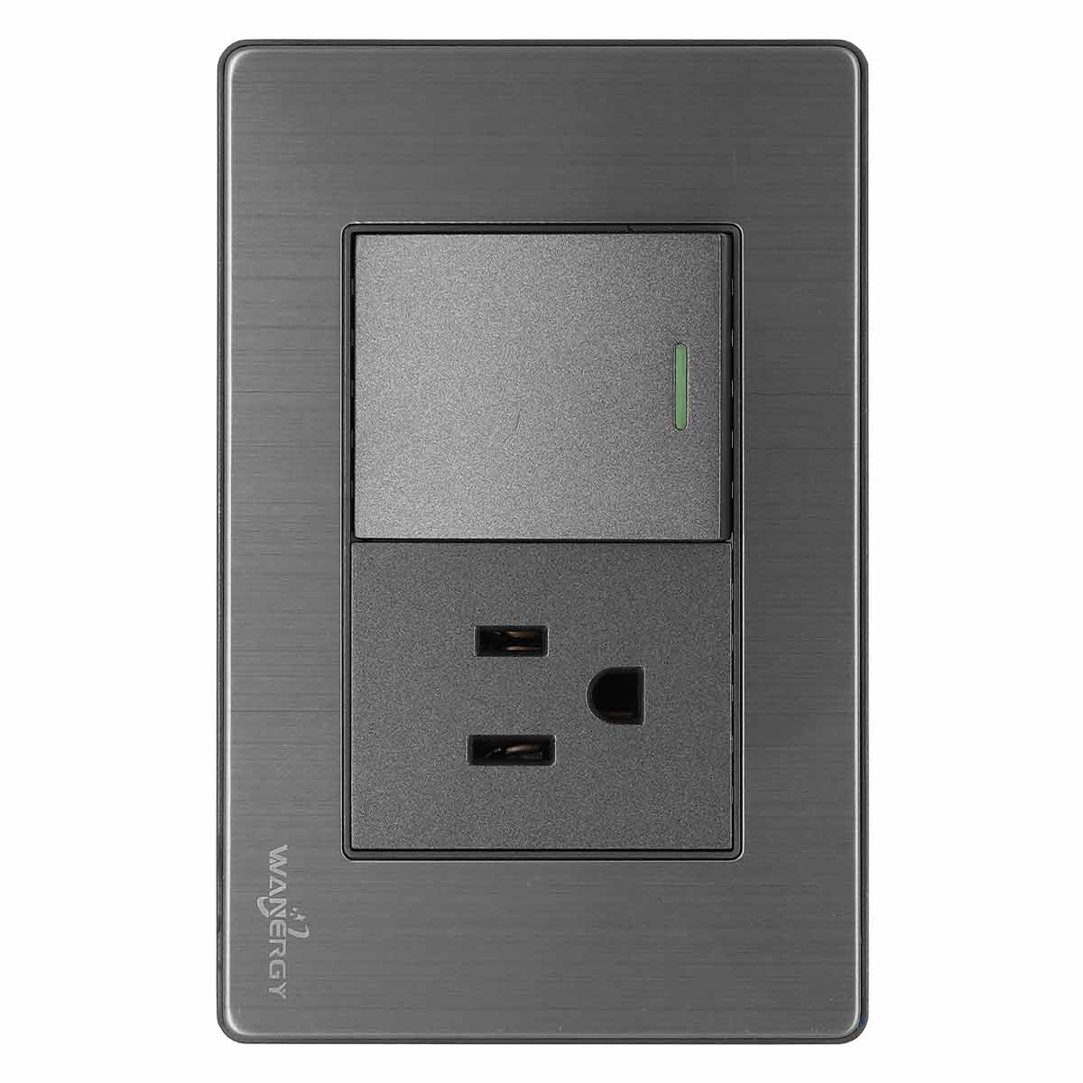 Placa Armada Con 1 Apagador Sencillo Y 1 Contacto De 1.5 Modulos Acero Inox