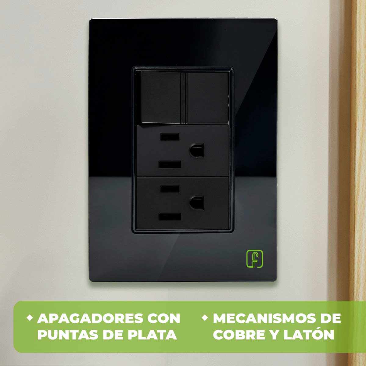 Placa Armada Cristal Con 3 Apagadores Sencillos de 1 Modulo Negro Igoto IGOTO Ferreabasto