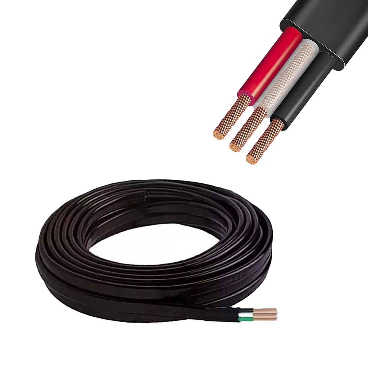 Rollo 10M Cable Plano P/Bomba Sumergible 600V Cal 10AWG 104 Hilos Ferreabasto Ferreabasto