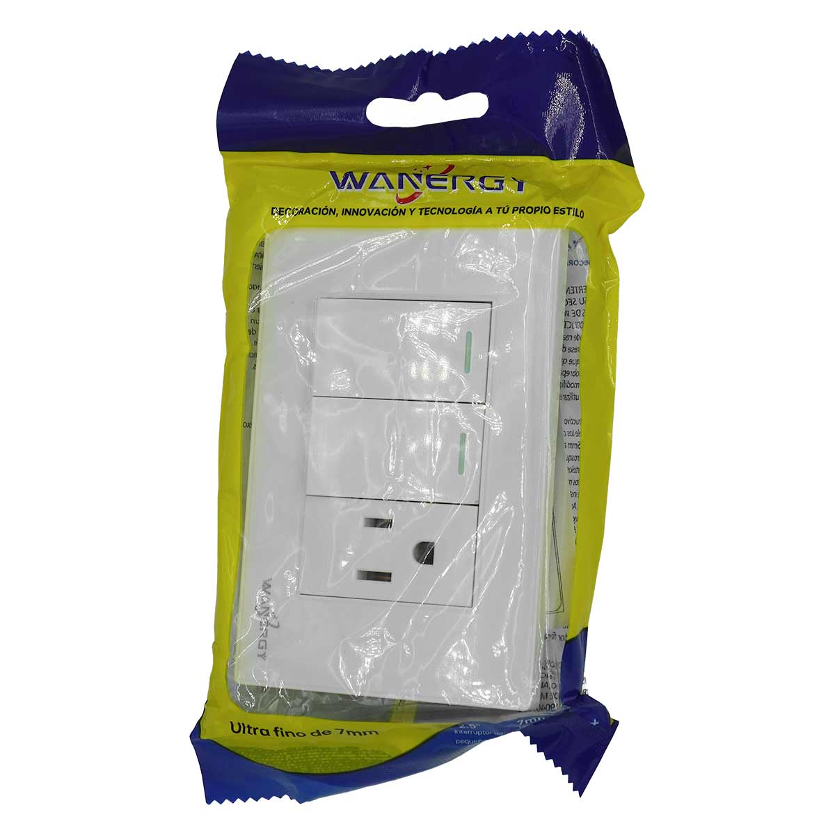 Placa Armada Con 2 Apagadores Sencillos y 1 Contacto De 1 Modulo Blanco WANERGY Ferreabasto