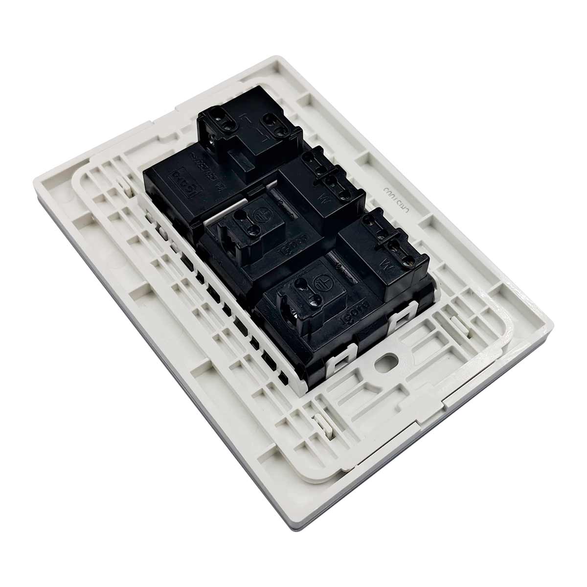 Placa Armada Cristal Con 1 Apagador Sencillo Y 2 Contactos de 1 Modulo Blanco Igoto
