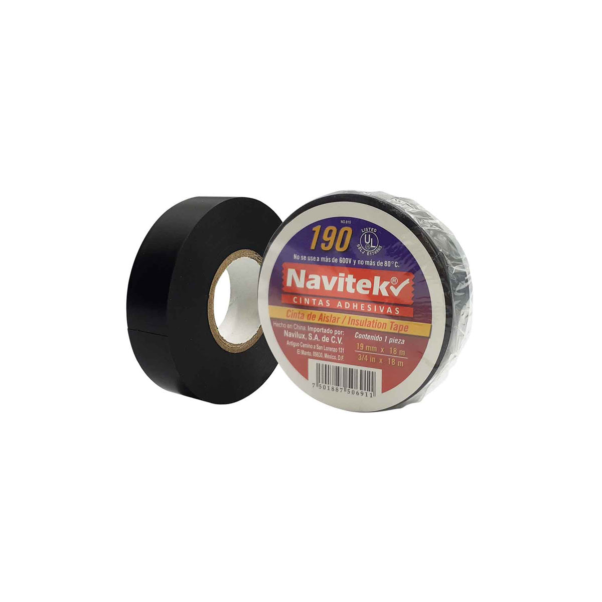 Cinta Aislante Electrica Vinil UL Navitek 19mm x 18m NAVITEK Ferreabasto