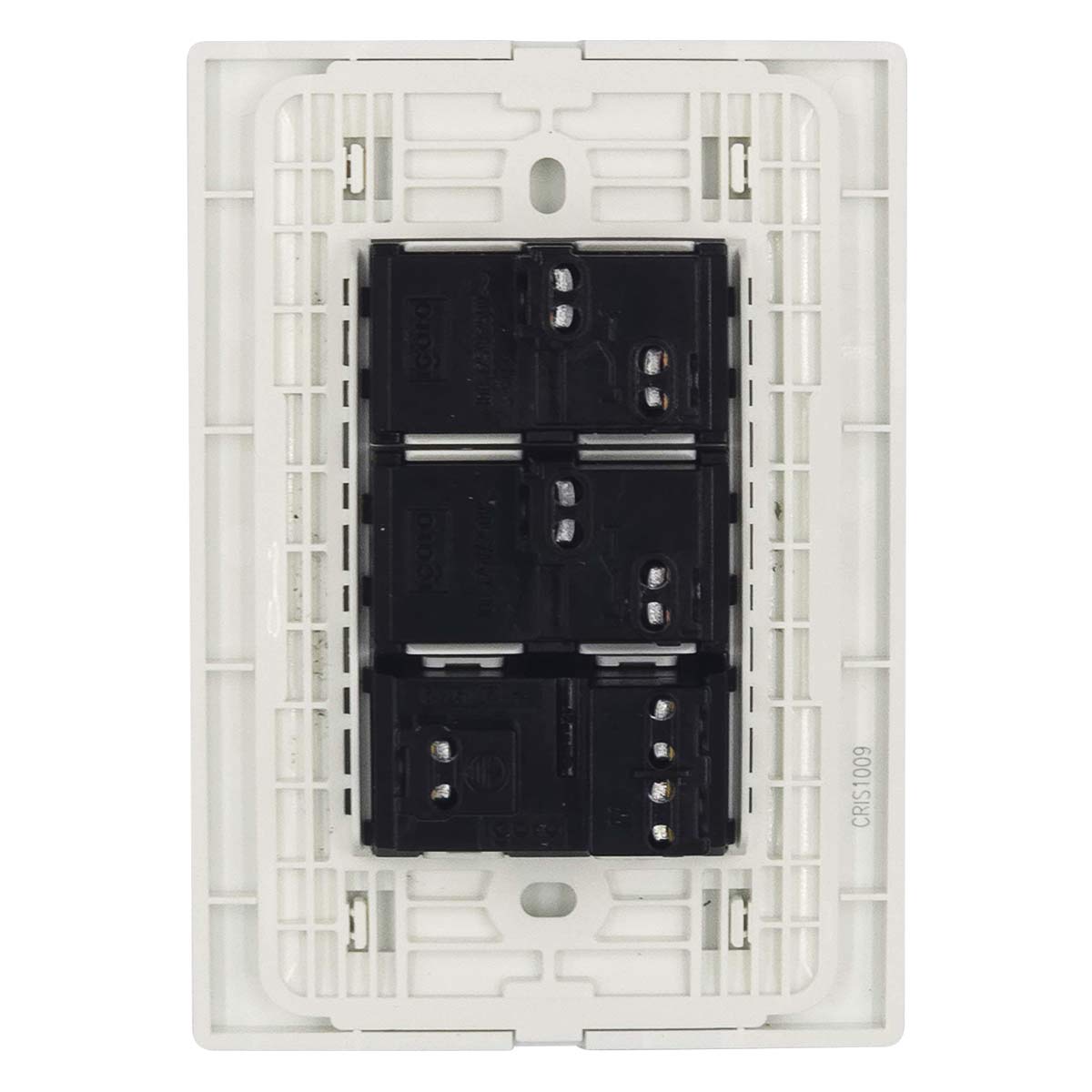 Placa Armada Cristal Con 2 Apagadores Sencillos Y 1 Contacto de 1 Modulo Blanco Igoto IGOTO Ferreabasto