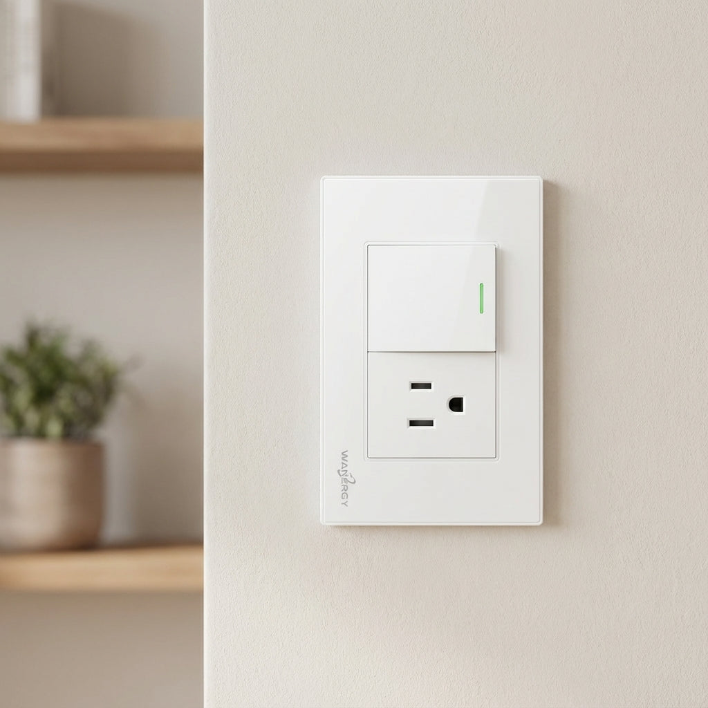 Placa Armada Con 1 Apagador Sencillo y 1 Contacto De 1.5 Modulos Blanco WANERGY Ferreabasto