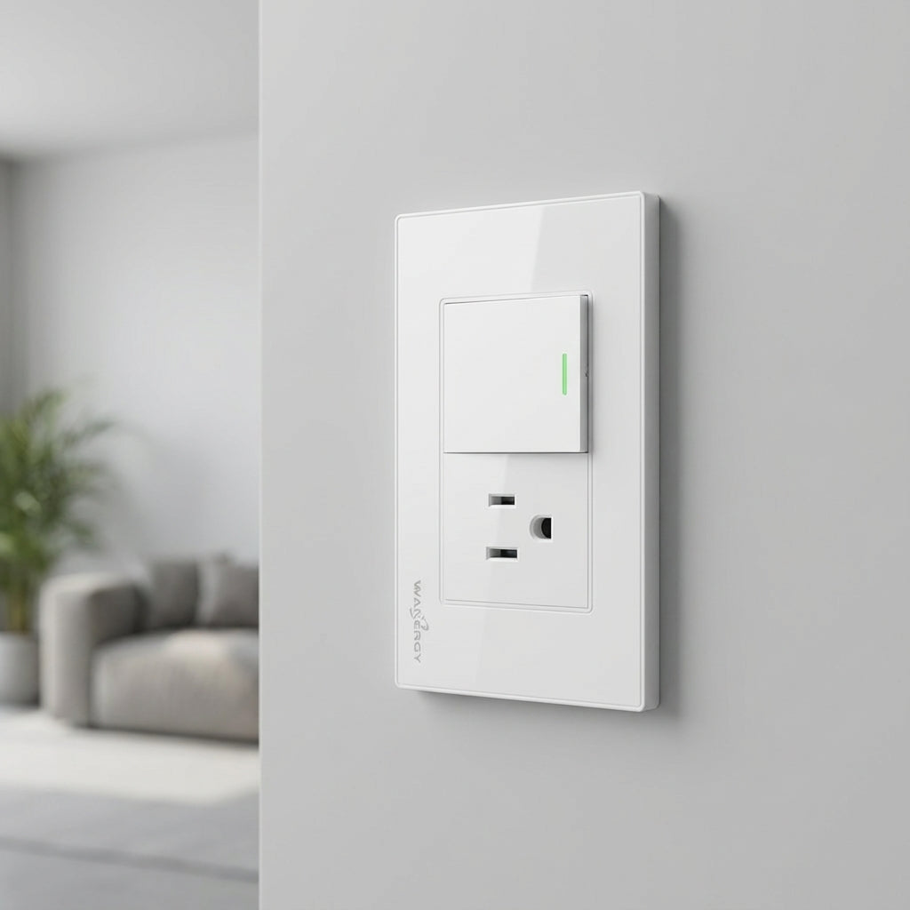 Placa Armada Con 1 Apagador Escalera y 1 Contacto De 1.5 Modulos Blanco WANERGY Ferreabasto