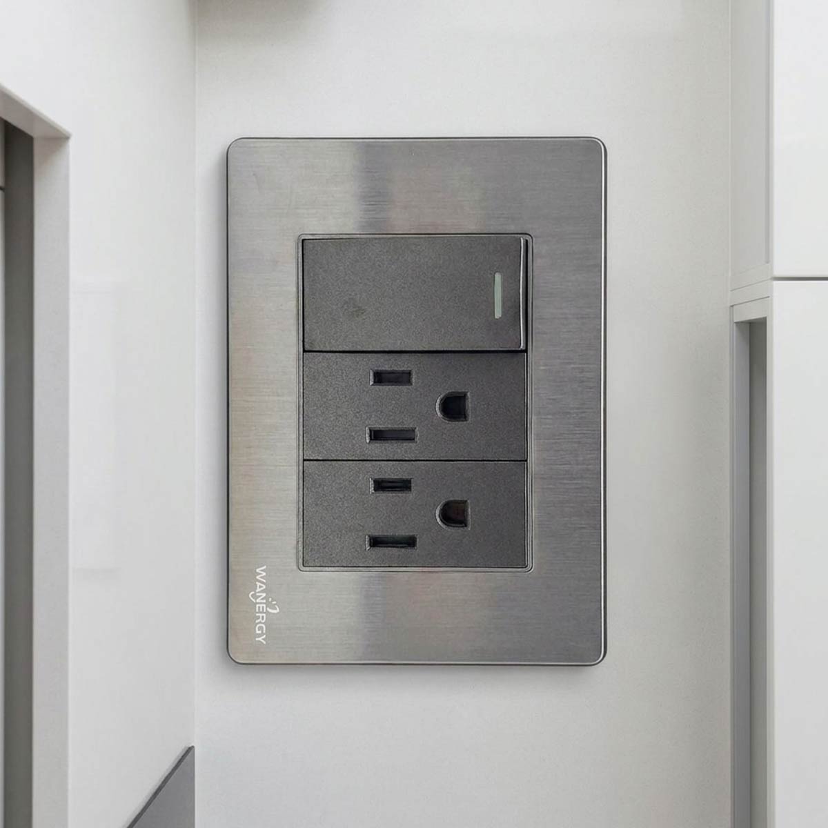 Placa Armada De 1 Apagador Con Doble Contacto Acero Inox