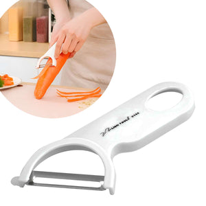 Pelador Angular De Acero Inoxidable Mango De Plastico Blanco