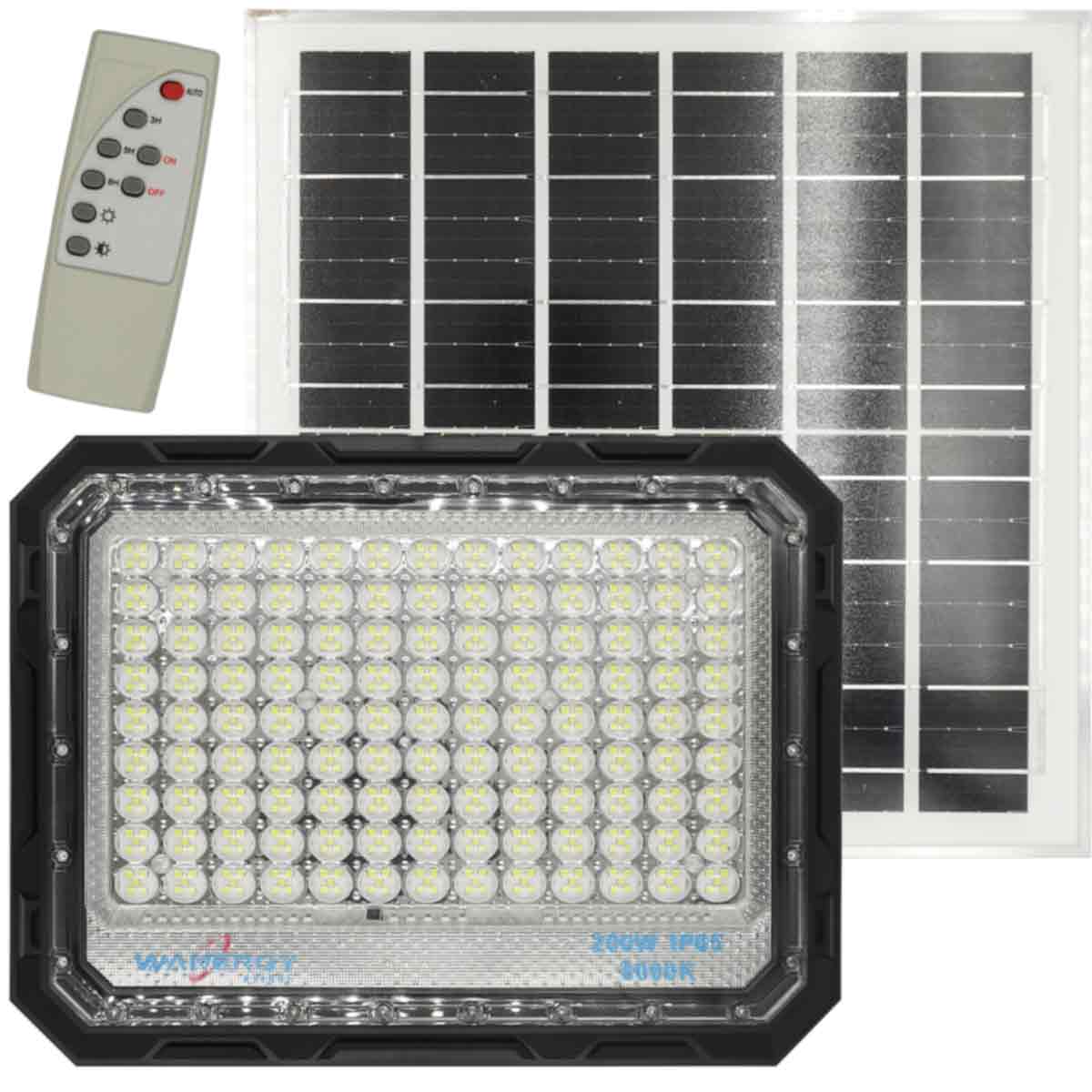 Lampara Reflector LED Solar Con Panel 200W 8000K Wanergy