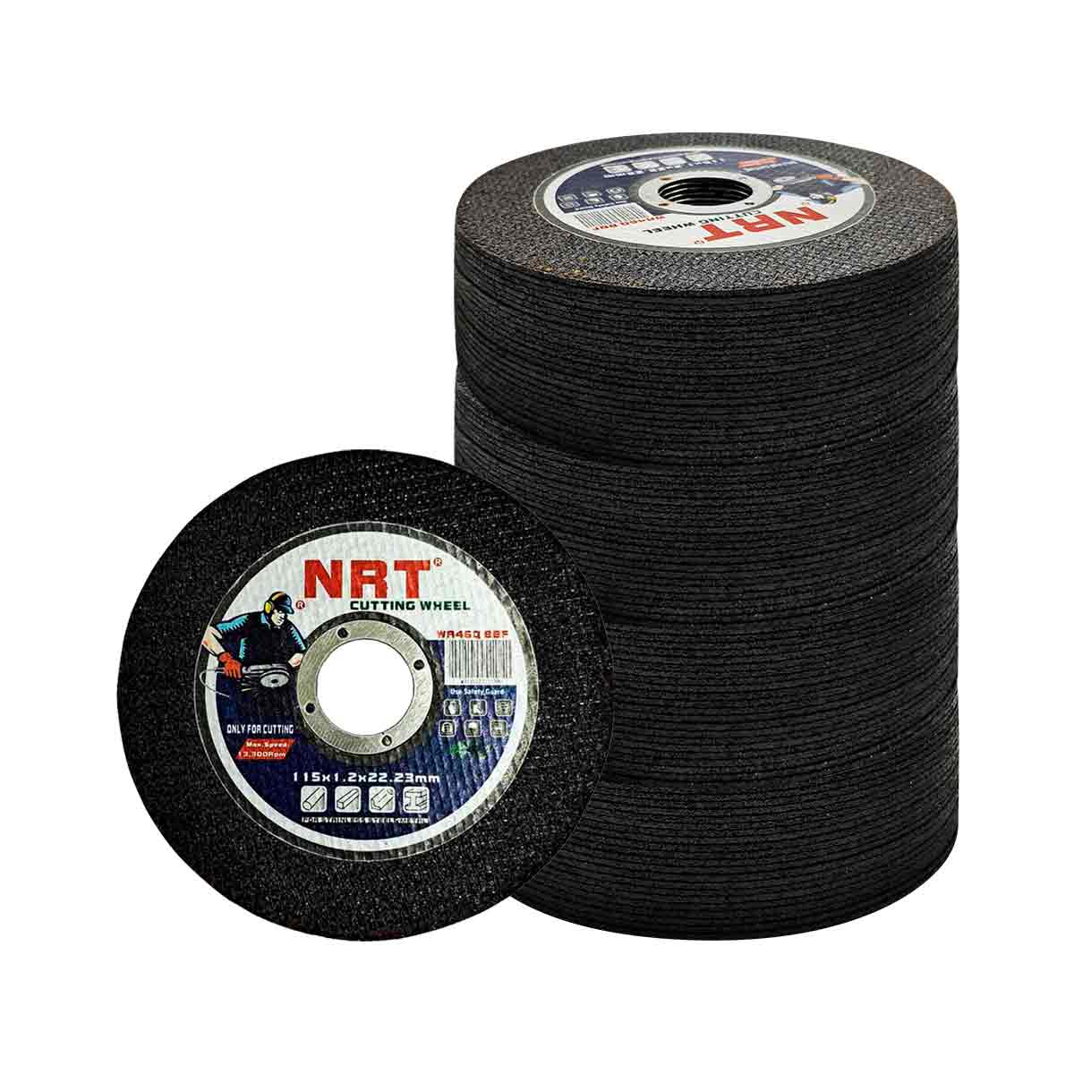 PACK 100 PZS DISCO DE CORTE DE METAL Y ACERO INOXIDABLE 4 1/2” (115MM) X 1.2MM X 7/8” (22MM) NRT