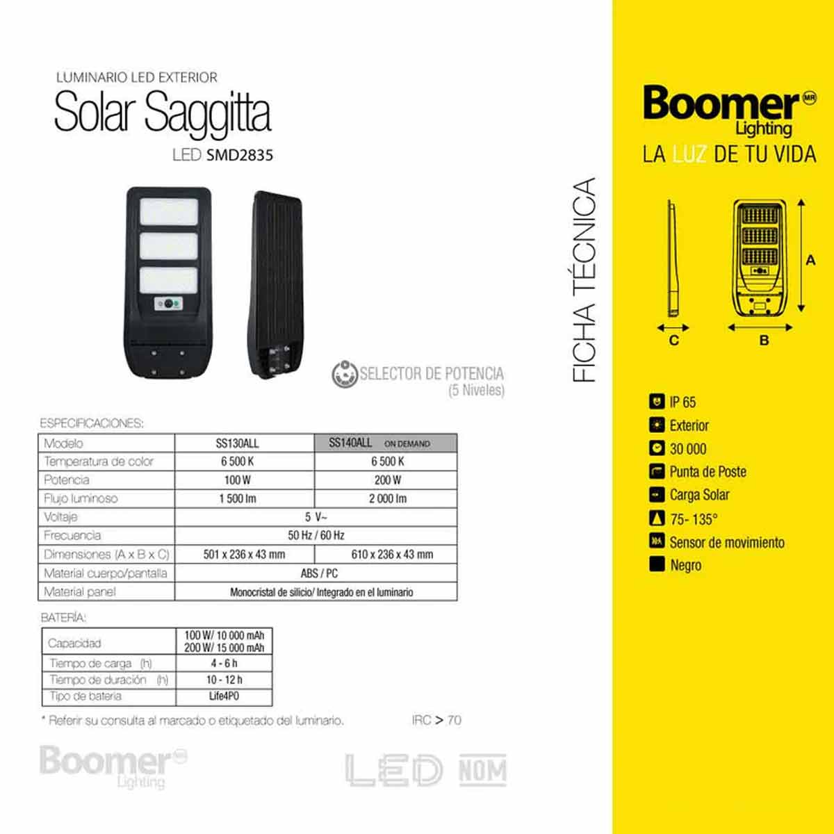 Luminario Led Solar Suburbana Exterior 100W Luz Fria Negro