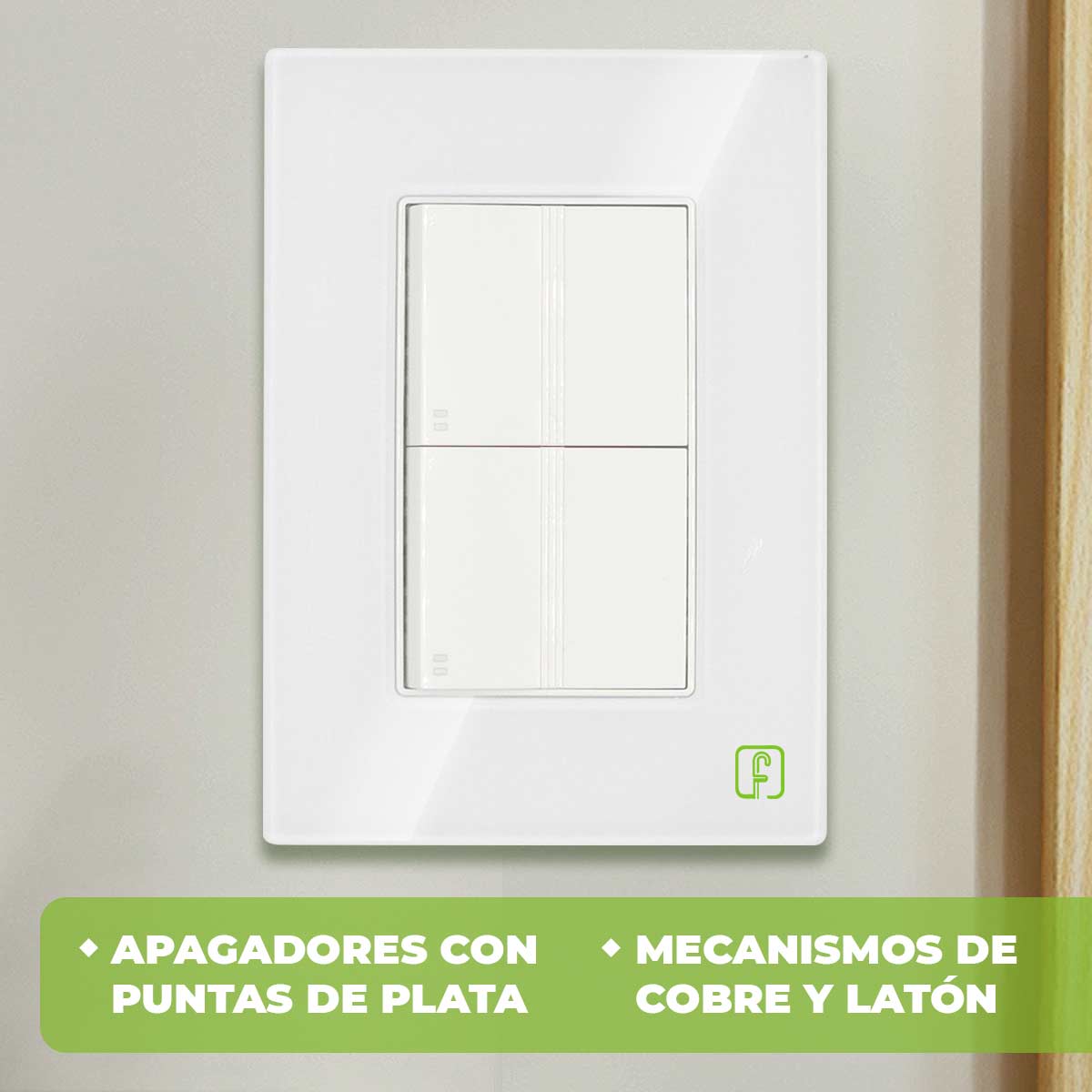 Placa Armada Cristal Con 2 Apagadores Escalera de 1.5 Modulos Blanco Igoto IGOTO Ferreabasto