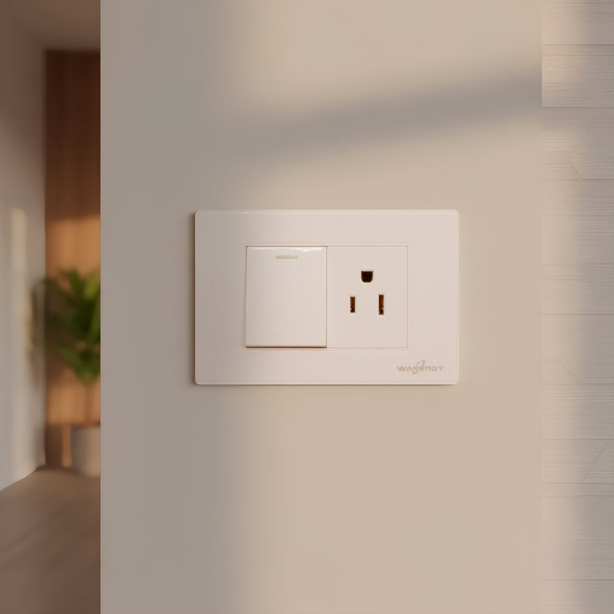 Placa Armada Con 1 Apagador Escalera y 1 Contacto De 1.5 Modulos Blanco WANERGY Ferreabasto