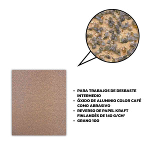 25 Pzs Lija De Madera 9X11 Pulgadas Grano 100 BYP BYP Ferreabasto