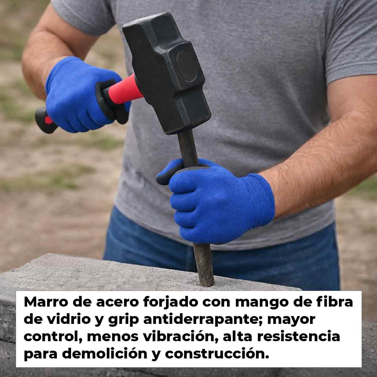 Marro Doble Cara 4 Lbs Con Mango De Fibra De Vidrio