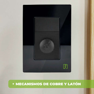 Placa Armada Cristal Con Dimmer Negro Igoto