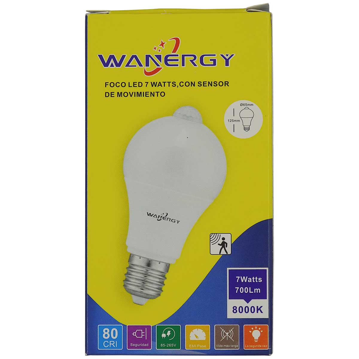 Foco Led Ahorrador Con Sensor De Movimiento 7W Blanco Frío