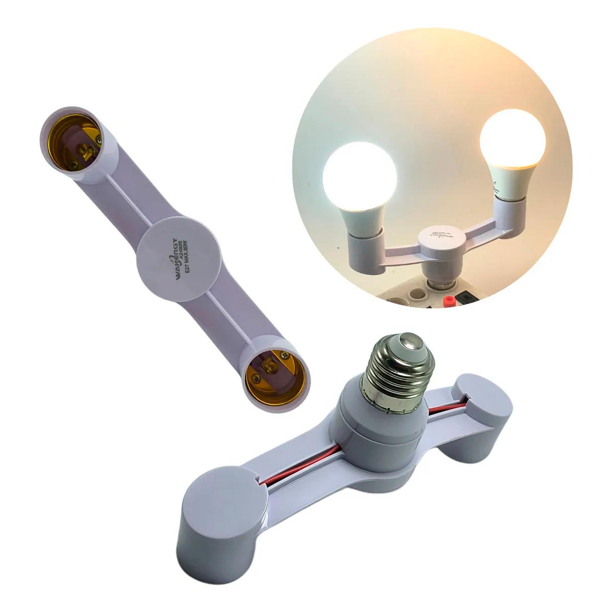 Lampara Socket Doble Dirigible 1 A 2 Focos E27