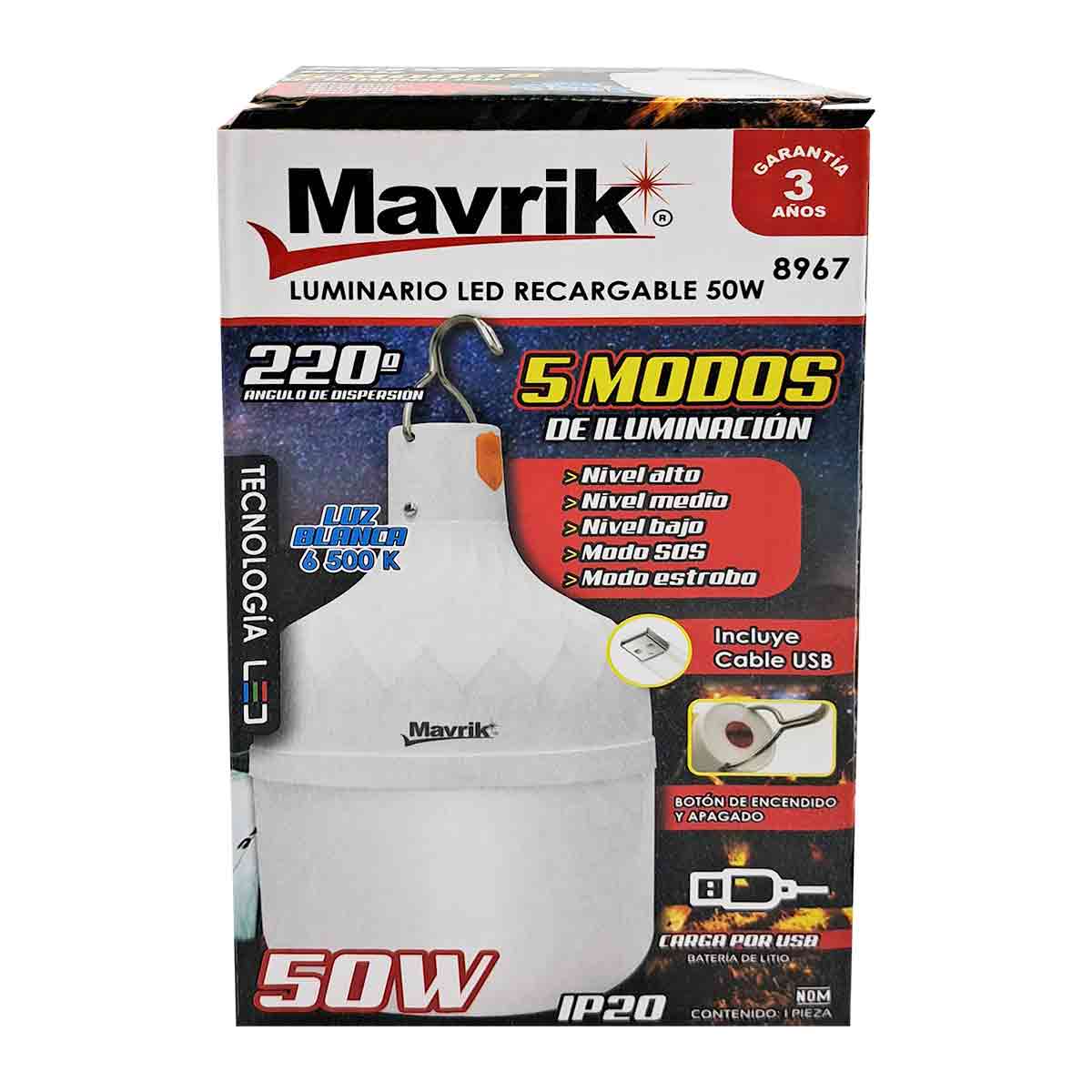 Foco Led Recargable Emergencia 6500K Tipo Bulbo 50W