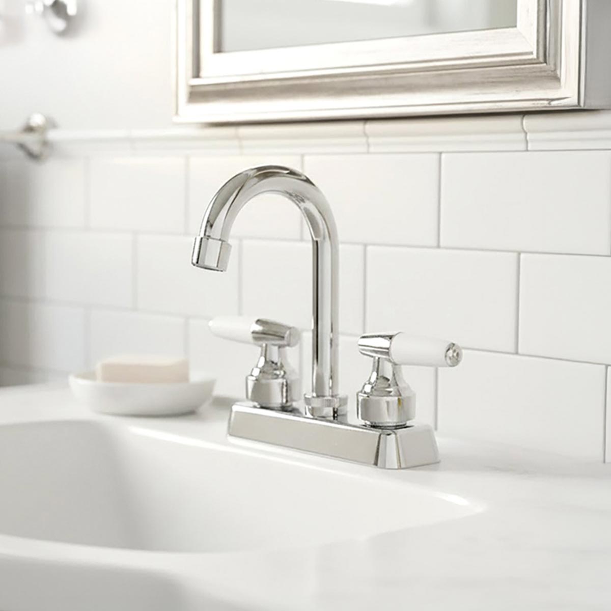 Mezcladora Lavabo 4 Pulgadas Maneral 1/4 Vuelta ODIN Ecoflux