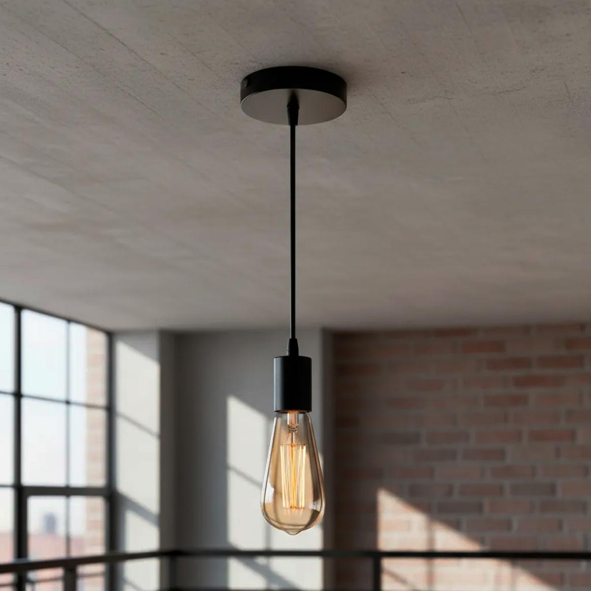 Socket Luminario Led Chiara Colgante Para Foco 15W E27 Negro