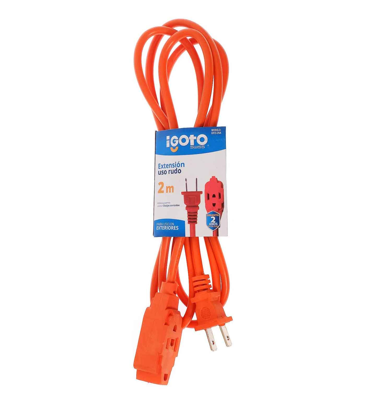 Extensión Eléctrica De Uso Rudo Naranja 16Awg 2 Metros