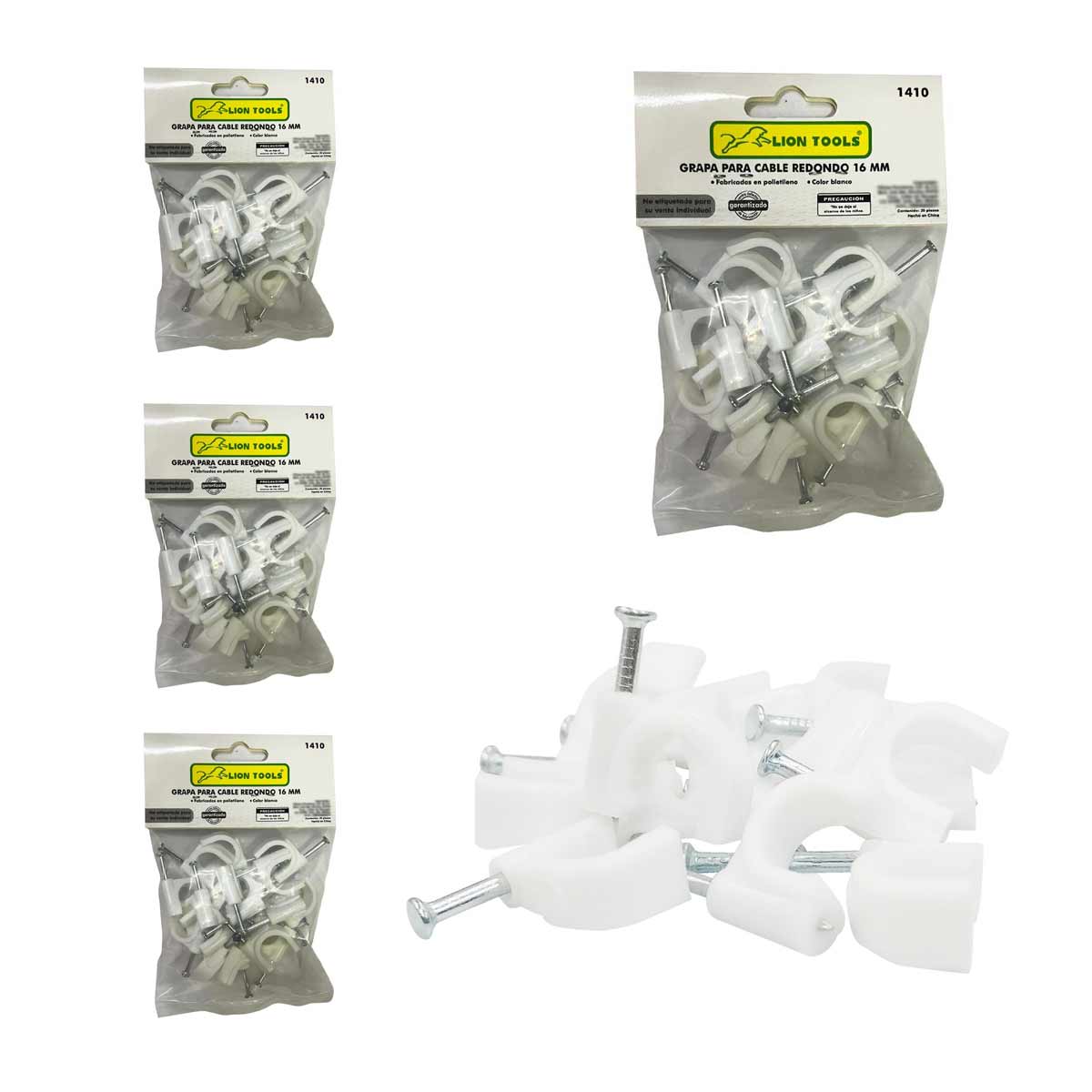 Grapa Para Cable Redondo 16mm Color Blanco 100 Pzs