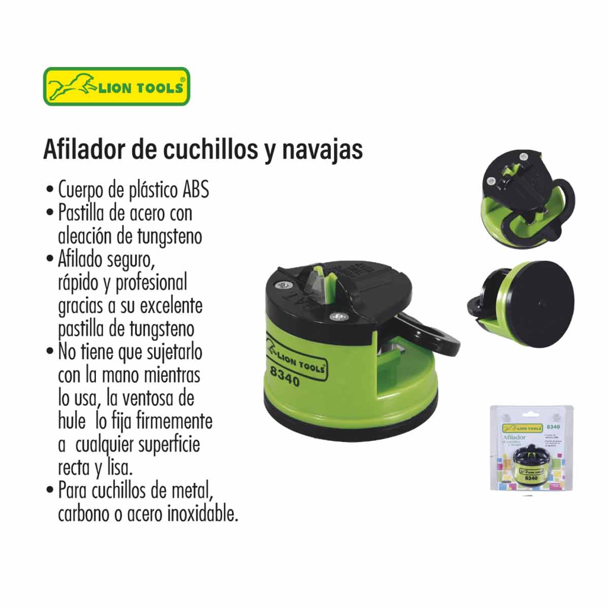 Afilador De Cuchillos Y Navajas Cocina De Acero Con Ventosa