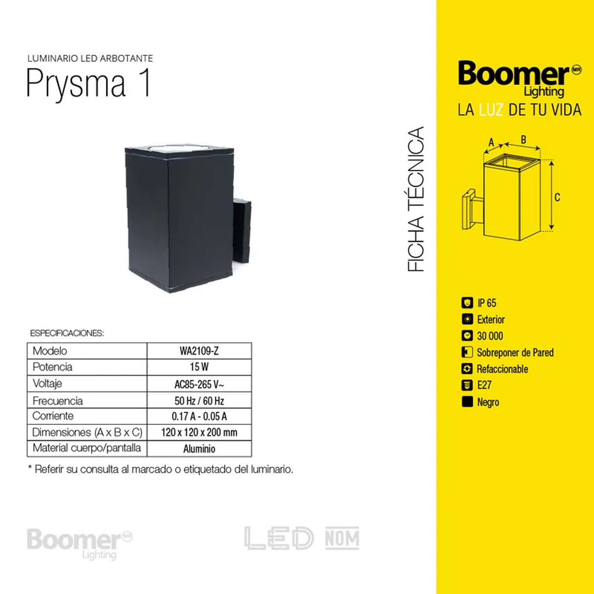 Luminario Arbotante De Exterior Para Pared Sobreponer 15W Negro