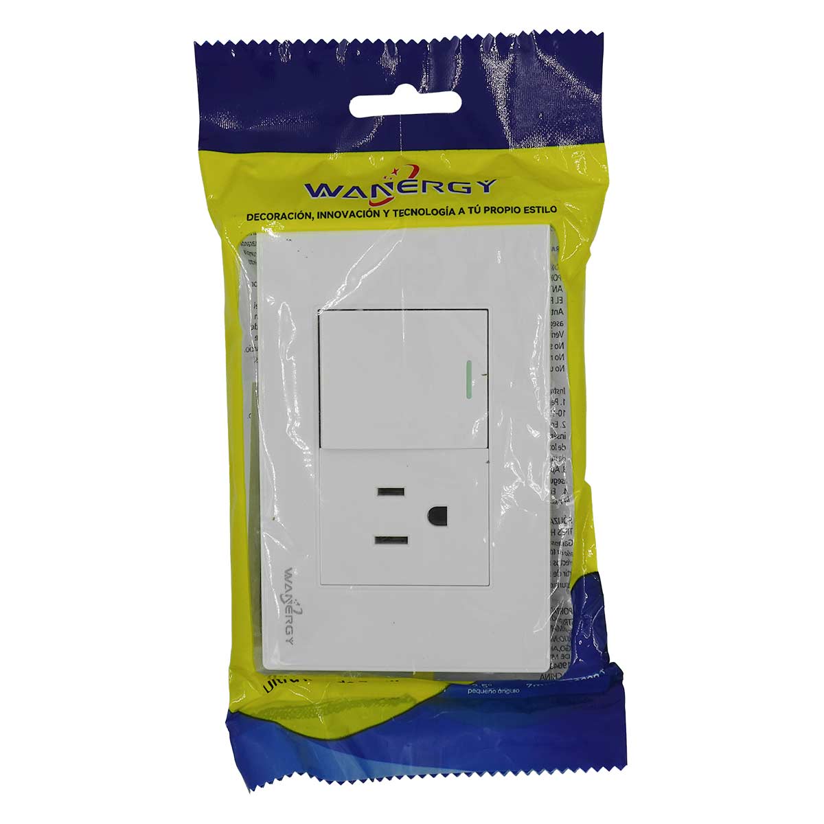 Placa Armada Con 1 Apagador Escalera y 1 Contacto De 1.5 Modulos Blanco WANERGY Ferreabasto