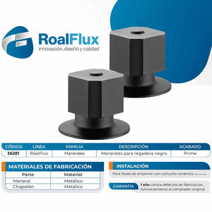 Juego De Manerales Cuadrados Con Chapeton Para Regadera Acabado Negro Mate Roalflux