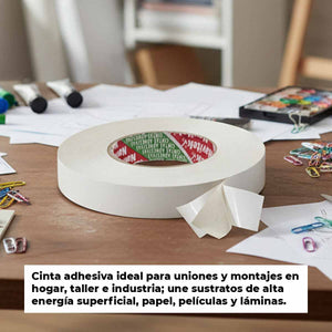 Cinta Adhesiva Doble Capa Poliester 18mm X 50m Blanco Liso