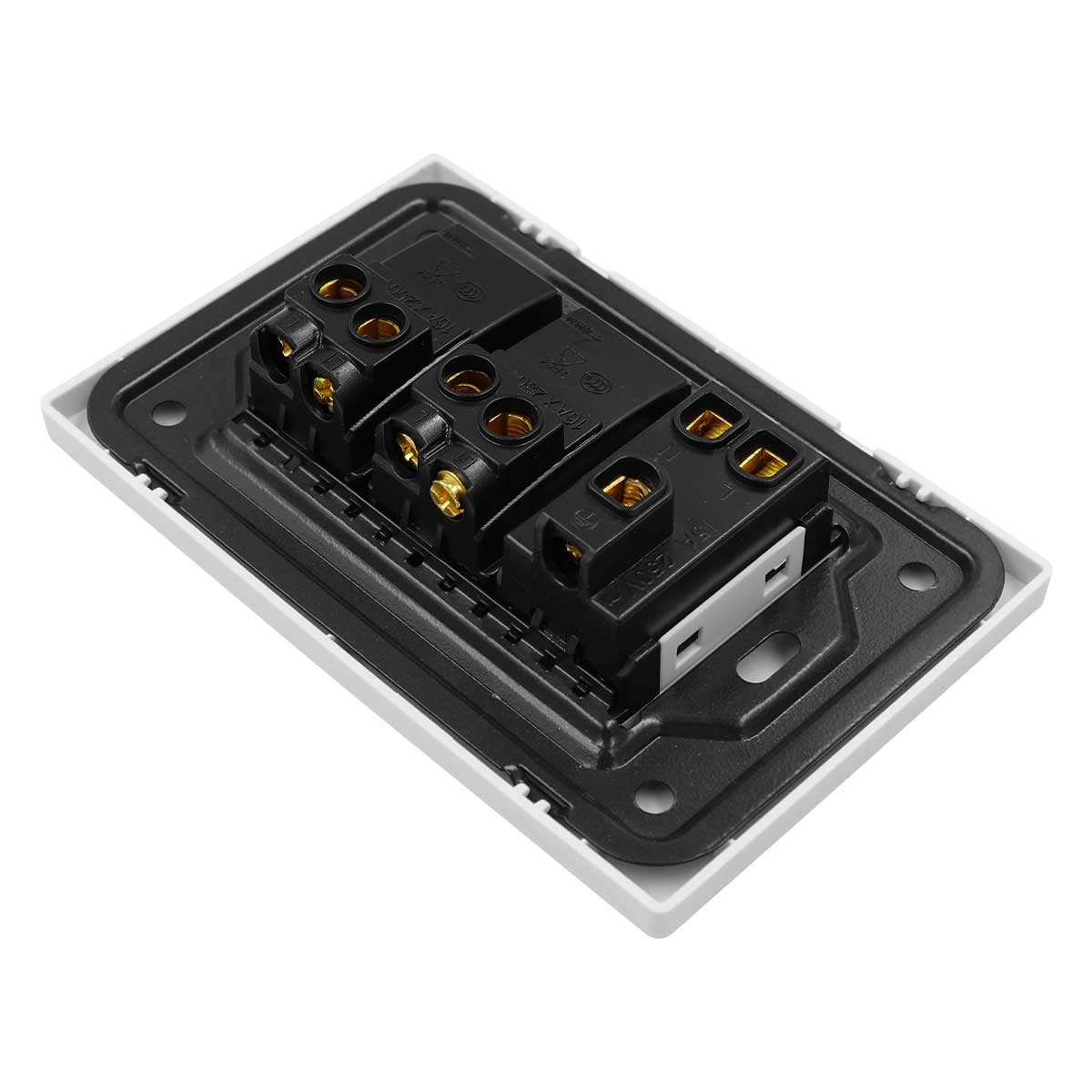 Placa Armada Con 2 Apagadores Sencillos y 1 Contacto De 1 Modulo Blanco WANERGY Ferreabasto