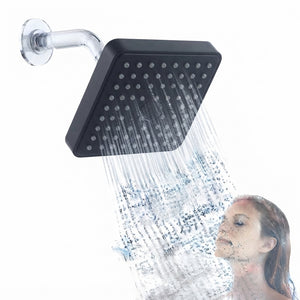 Regadera Cuadrada De ABS 4" Acabado Negro Roalflux