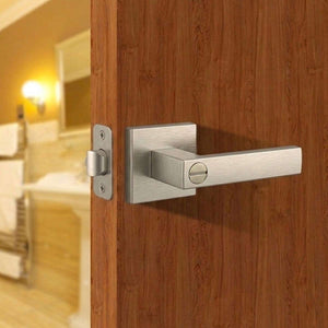 Cerradura Chapa Manija Cuadrada Para Baño Con Ranura Botón Niquel Satinado