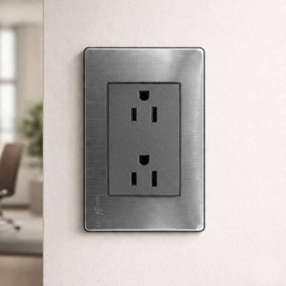 Placa Armada Contacto Duplex De 1.5 Modulos Acero Inox