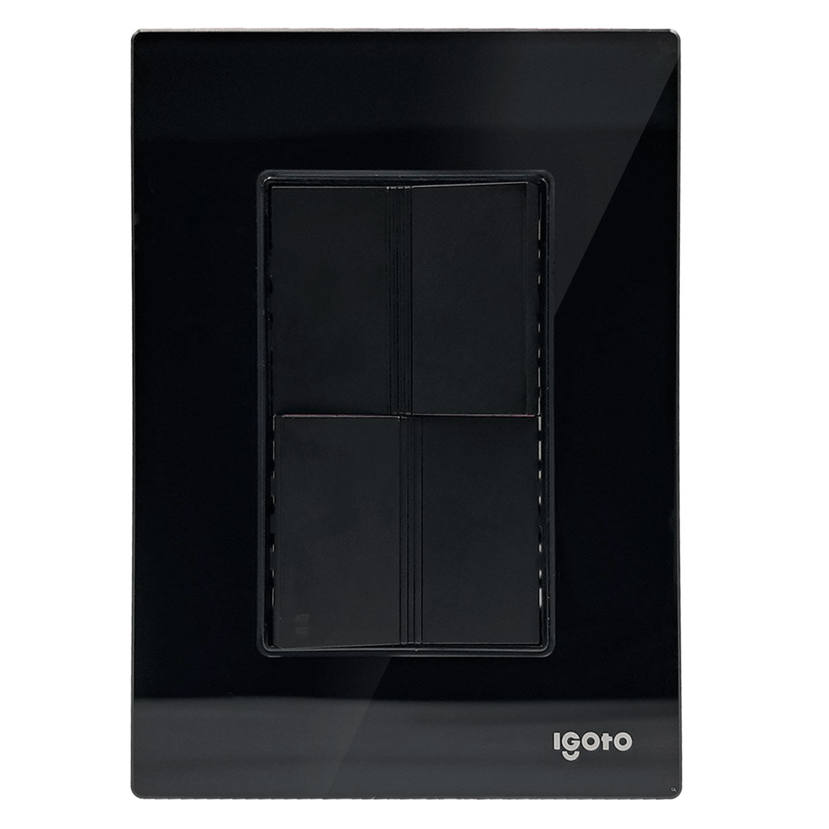 Placa Armada Cristal Con 1 Apagador Sencillo y 1 Apagador Escalera de 1.5 Modulos Negro Igoto IGOTO Ferreabasto
